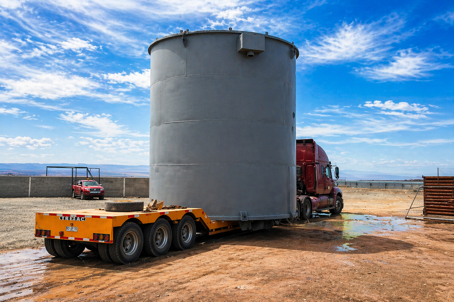 Transporte sobredimensionado de estanque industrial